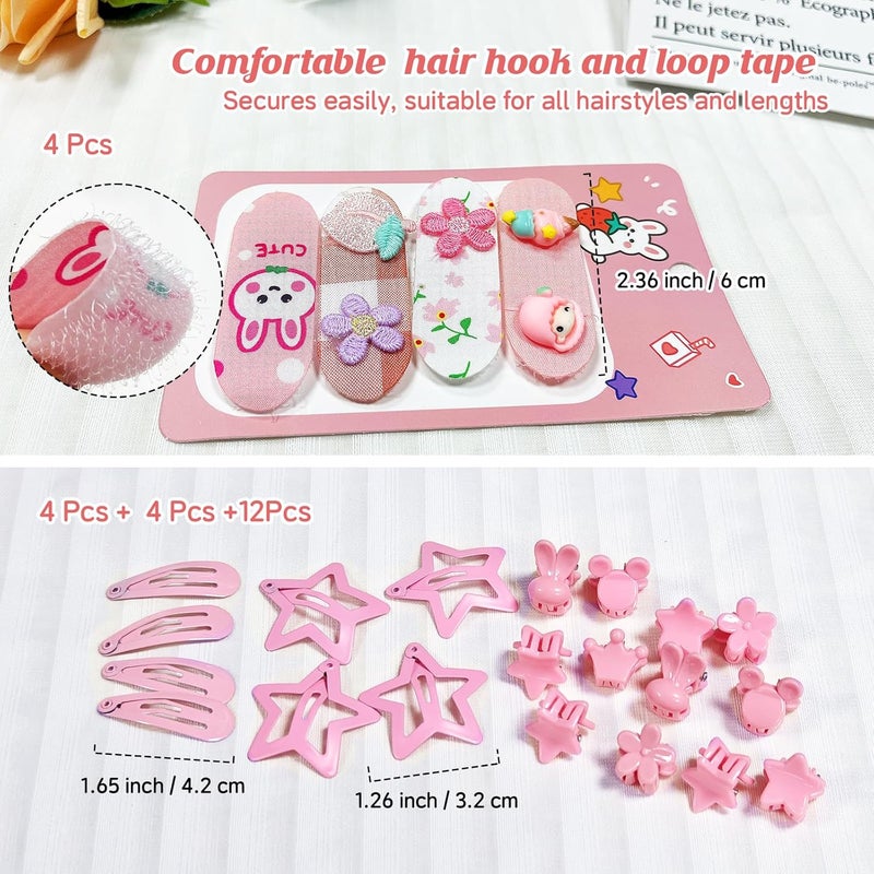 Cherocito 400 Pcs Baby Girls Hair Accessories Set,Baby Girls Hair Ties,Flower Bows Rubber Bands,Hair-friendly Hair Clip,Soft Elastic Hair Bands,Claw Clip(Pink) - Image 4
